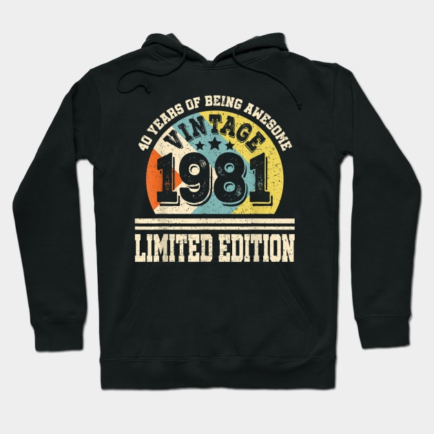 Vintage 1981 Limited Edition 40th Birthday 40 Years Old Hoodie by luxembourgertreatable